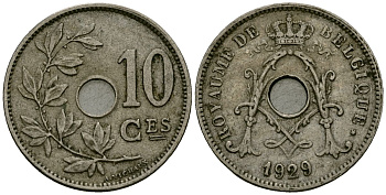 Бельгия 10 сантимов 1929 Belgique KM 85 медно-никель 4172-1044
