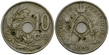 Бельгия 10 сантимов 1928 Belgique KM 85 медно-никель 4172-1035