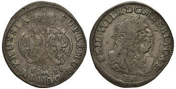 Бранденбург-Пруссия 6 грошей 1686 BA, Фридрих Вильгельм (1640-1688), вес 3,3 гр. KM 429 серебро 1516-321