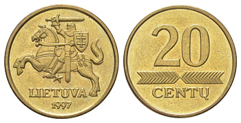 Литва 20 центов 1997 KM 107 никель латунь UNC 4615-114