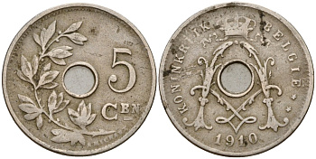 Бельгия 5 сантимов 1910 Belgie KM 67 медно-никель 4177-446