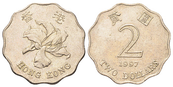 Гонконг 2 доллара 1997 KM 64 медно-никель 4700-353