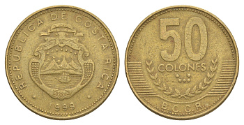 Коста-Рика 50 колонов 1999 KM 231.1 латунь 4631-221