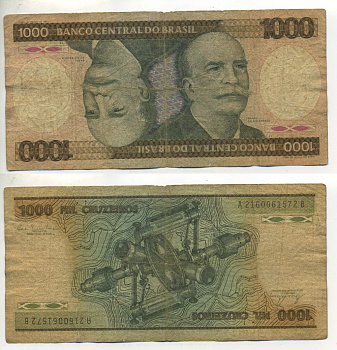 БРАЗИЛИЯ 1000 КРУЗЕЙРО 1981 ПОДПИСЬ 20, БАРАО ДО РИО БРАНКО Pick 201а бумага 6266-44-4-2