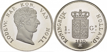 НИДЕРЛАНДЫ МЕДАЛЬ ND СЕРИЯ СТАРИННЫЕ МОНЕТЫ,1 ГУЛЬДЕН 1810 серебро PROOF 01-146-12