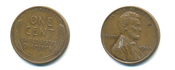 США 1 ЦЕНТ 1944 ЛИНКОЛЬН KM А132 медь цинк 76-156