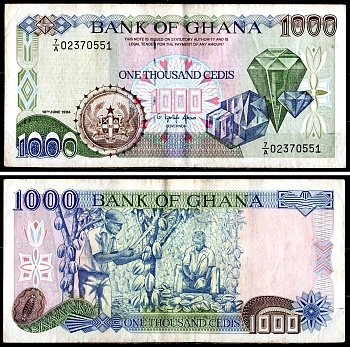 Гана 1000 седи 1994 Pick 29 b бумага 6285-32-3-2