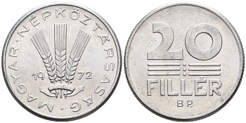 ВЕНГРИЯ 20 ФИЛЛЕРОВ 1972 НАРОДНАЯ РЕСПУБЛИКА (1949-1989) KM 573 алюминий UNC 4563-815