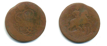 РОССИЯ 1 КОПЕЙКА 1758 медь 61-213