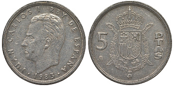 Испания 5 песет 1983 Хуан Карлос I (1975-2014) KM 823 медно-никель 4128-1023