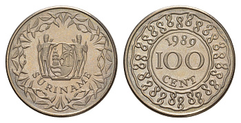 Суринам 100 центов 1989 KM 23 медно-никель UNC 4628-1055