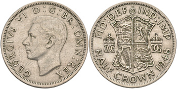 Великобритания 1/2 кроны 1948 Георг VI (1936-1952) KM 866, Spink 4101 медно-никель 4557-1111