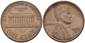 США 1 цент 1961 D, Авраам Линкольн KM 201 медь цинк 4564-349