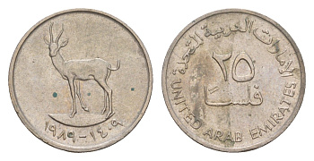 ОАЭ 25 филсов 1989 антилопа KM 4 медно-никель 4651-812