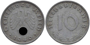 Германия 10 рейхспфеннигов 1940 B KM 101, J. 371 цинк 4401-851
