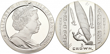Остров Мэн 1 крона 2003 XXVIII Олимпийские игры в Афинах, виндсерфинг KM 1182a серебро PROOF 11-015-34