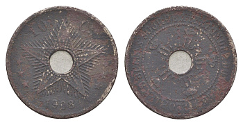 Свободное государство Конго 10 сантимов 1908 KM 10 медно-никель 4647-1231