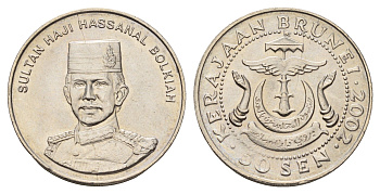 Бруней 50 сенов 2002 Хассанал Болкиах KM 38 медно-никель UNC 4121-1014