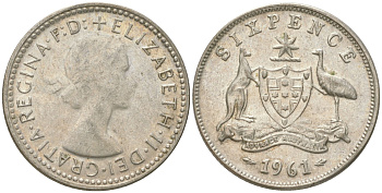 Австралия 6 пенсов 1961 Елизавета II (1952-2022) KM 58 серебро 4623-263