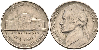 США 5 центов 1953 Джефферсон KM А192 медно-никель 92-1021