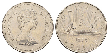Канада 1 доллар 1979 Елизавета II (1952-2022), каноэ KM 120.1 никель aUNC 4565-921