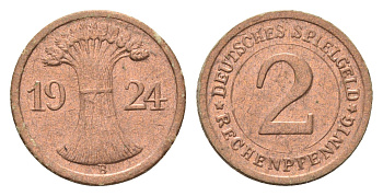 Германия игровой жетон в 2 рентенпфеннига 1924 диаметр 20 мм, вес 0,4 гр картон 4702-956