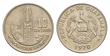 Гватемала 10 сентаво 1970 KM 267 медно-никель 4651-926
