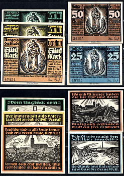 Гентин (Пруссия, Саксония) набор из 5 нотгельдов 1921 7556-4-3-1