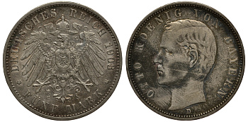 Бавария 5 марок 1903 Отто (1886-1913) Weege 47, J. 46, KM 512 серебро 3711-1511