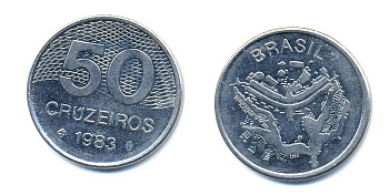 БРАЗИЛИЯ 50 КРУЙЗЕЙРО 1983 KM 594.1 сталь aUNC 51-4744