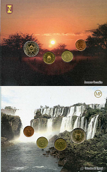 Аргентина набор из 4 монет 1997-2008 200 лет независимости, в оригинальном блистере  биметалл  UNC 00-00