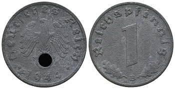 Германия 1 рейхспфенниг 1944 B KM 97, J. 369 цинк  4668-1142