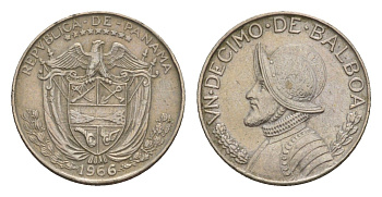 Панама 1/10 бальбоа (10 сентесимо) 1966 KM 10 медь плакированная медно-никелем 4644-124