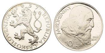Чехословакия 10 крон 1957 Ян Амос Коменский KM 48 серебро  PROOF  1095-10-12