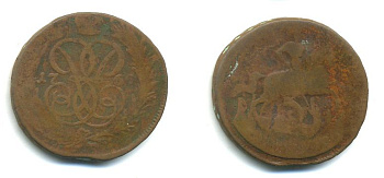 РОССИЯ 1 КОПЕЙКА 1760 медь 61-724