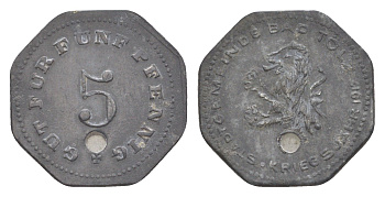 Бад-Тельц 5 пфеннигов 1917 Funck 541.2, Men18 31352.2 цинк 4639-142