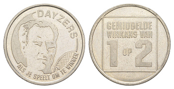 Нидерланды лотерейный жетон DAYZERS - шанс 1 к 2 2011 теннис, еженедельная государственная лотерея Нидерландов, диаметр 27 мм, вес 8,3 гр нержавеющая сталь 4171-235