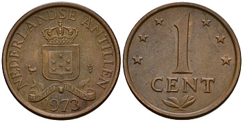 Нидерландские Антилы 1 цент 1973 Юлиана (1948-1980) KM 8 бронза 4602-248