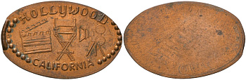 США жетон "Голливуд-Калифорния" (Hollywood California) ND кино, диаметр 30x14 мм, вес 2,5 гр медь 4557-931