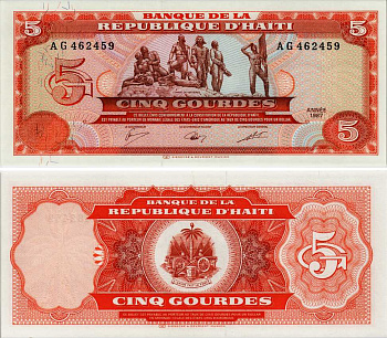 ГАИТИ 5 ГУРДОВ 1987 СТАТУЯ COMBAT de VERTIERES Pick 246a бумага UNC (ПРЕСС) 7218-22-2