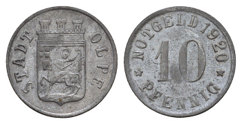 Ольпе 10 пфеннигов 1920 Funck 409.1, Men05 19907.1, Men22.2 24979.1 цинк 4659-357