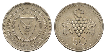 Кипр 50 милей 1963 KM 41 медно-никель UNC 4652-411