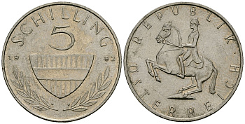 Австрия 5 шиллингов 1992 KM 2889a медно-никель 4167-917