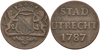 Утрехт (Utrecht), Нидерланды 1 дуит 1787 KM 91 медь 4577-247