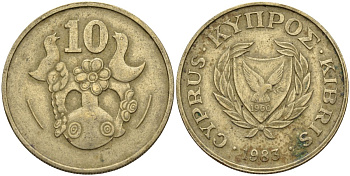Кипр 10 центов 1983 KM 56.1 никель латунь 4141-1116