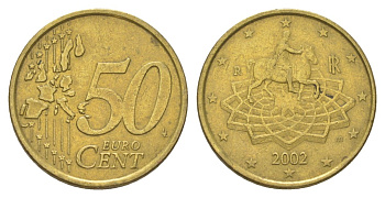 Италия 50 евроцентов 2002 R, Конная статуя Марка Аврелия KM 215 нордик 4629-342