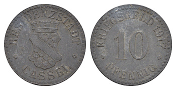 Кассель 10 пфеннигов 1917 Funck 78.3, Men05 4302.3, Men18 5464.3 цинк 4636-1157