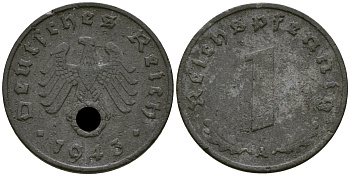 Германия 1 рейхспфенниг 1943 A KM 97, J. 369 цинк 4174-253