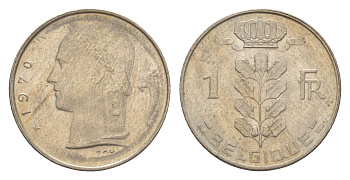 Бельгия 1 франк 1970 Belgique, Бодуэн I (1951-1993) KM 142 медно-никель 4173-1127