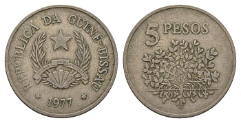 Гвинея-Бисау 5 песо 1977 KM 20 медно-никель 4626-536